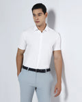 White Half Sleeve TechPro Textured Shirt - Henry
