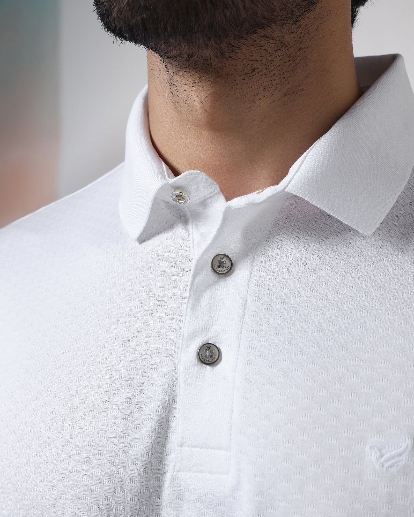 White Textured Polo - Gama
