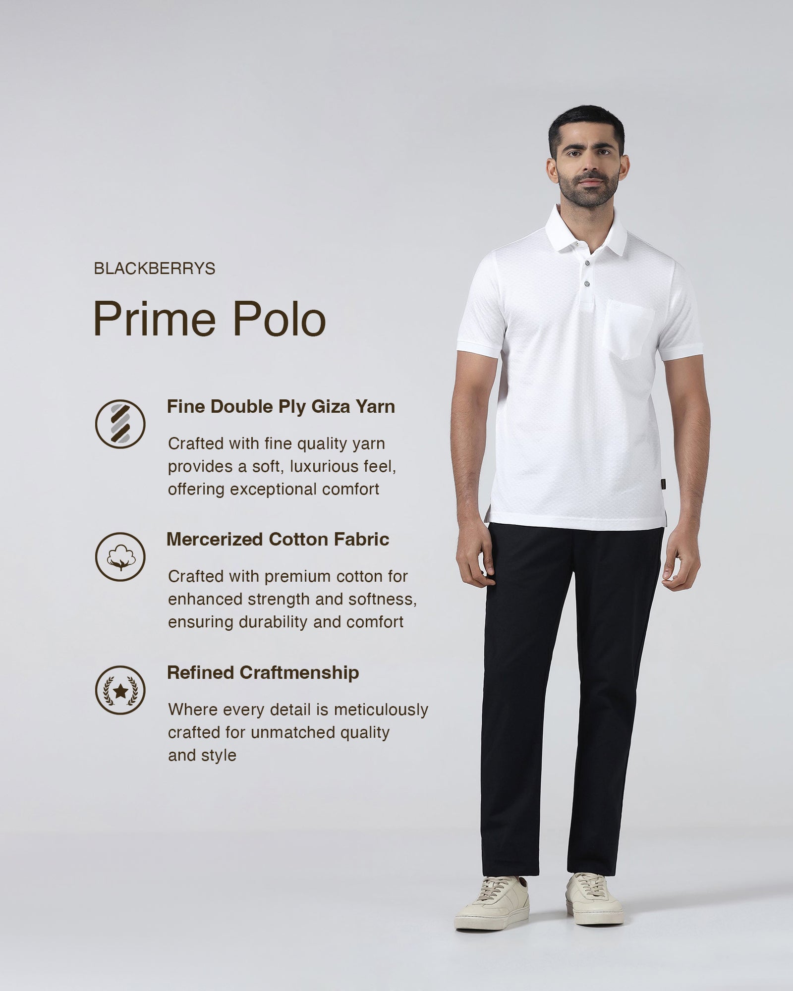 White Textured Polo - Gama