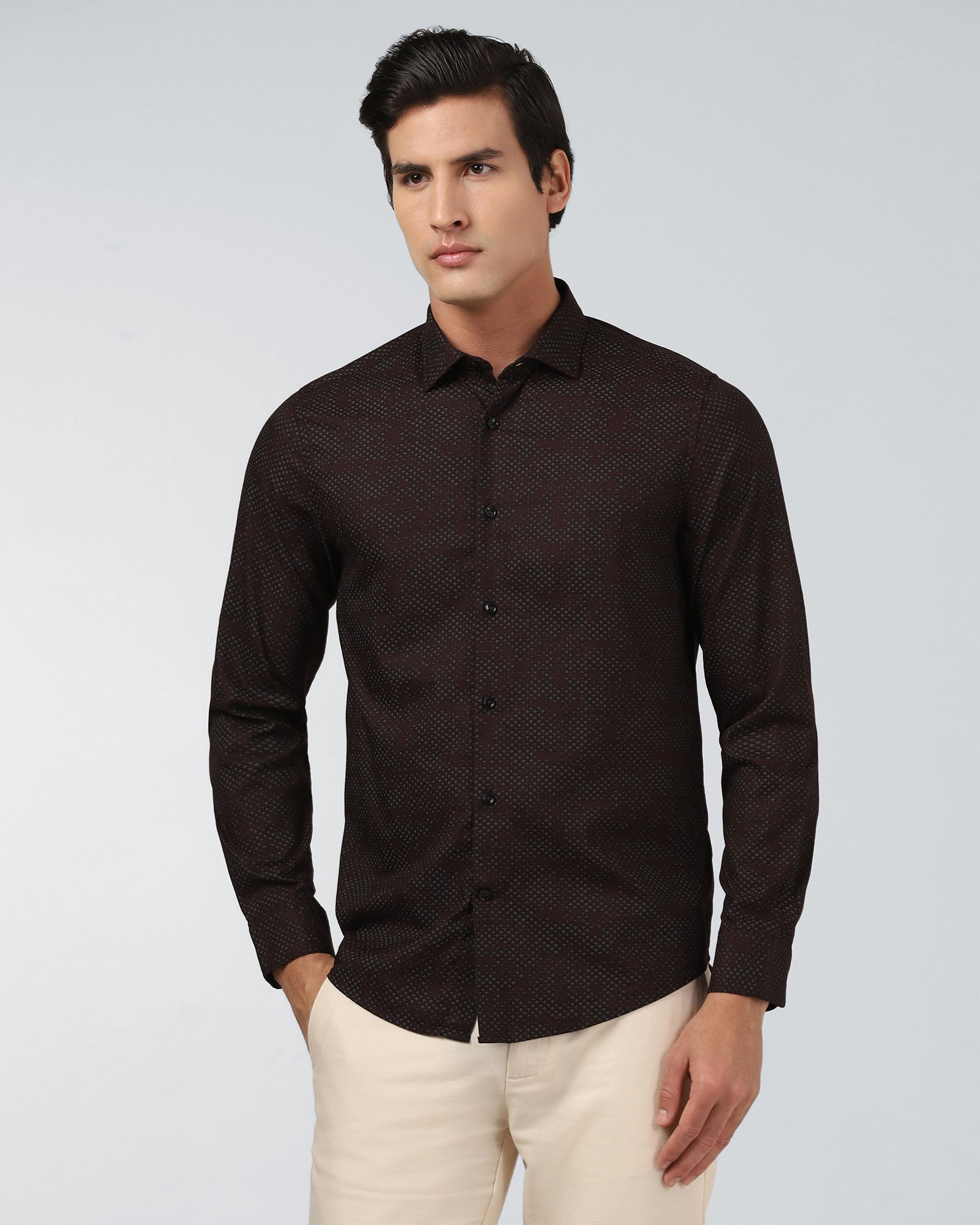 Wine Printed Shirt - Laver
