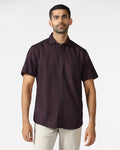Wine Half Sleeve Textured Shirt - Caty