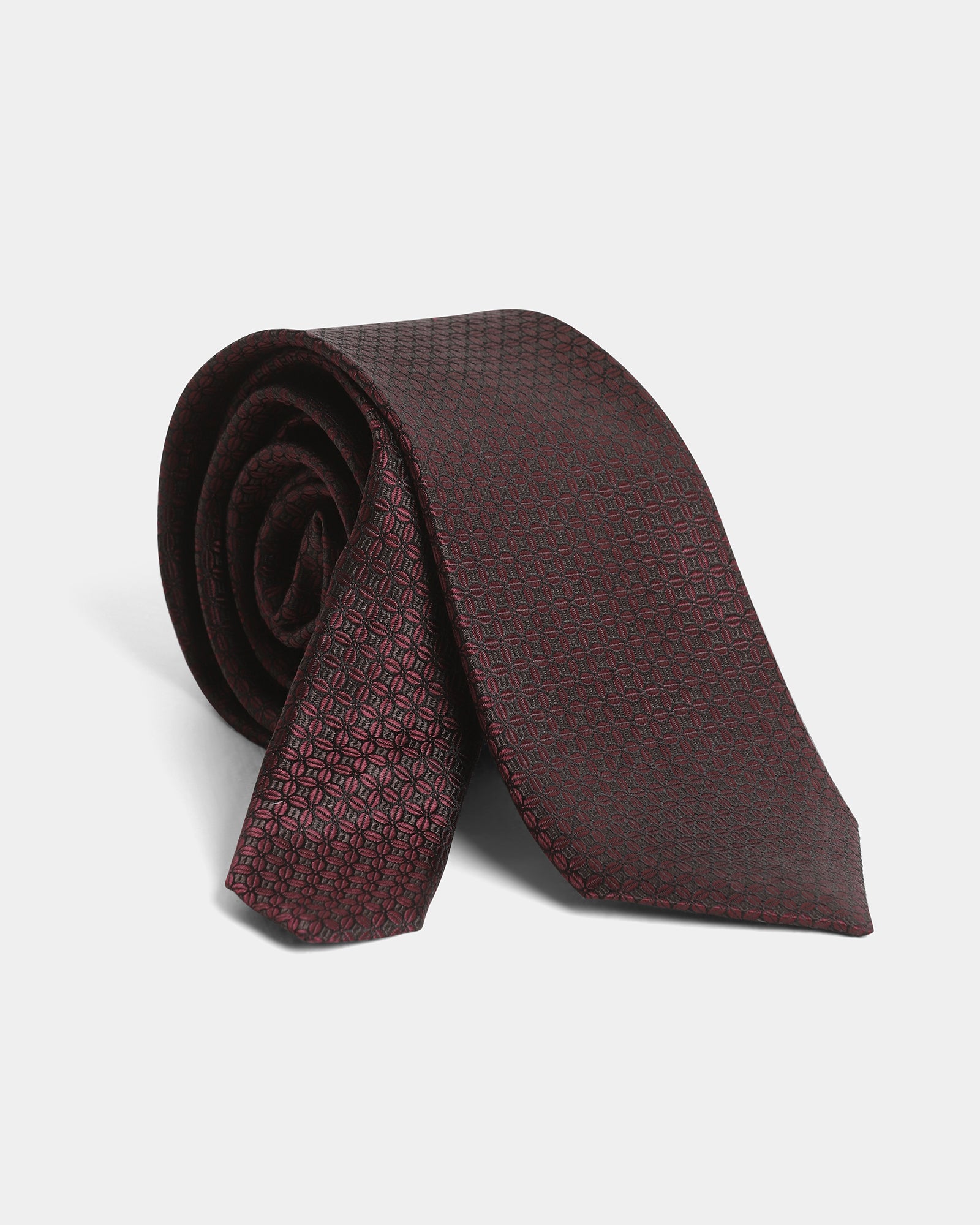 Wine Silk Jacquard Tie - Busan