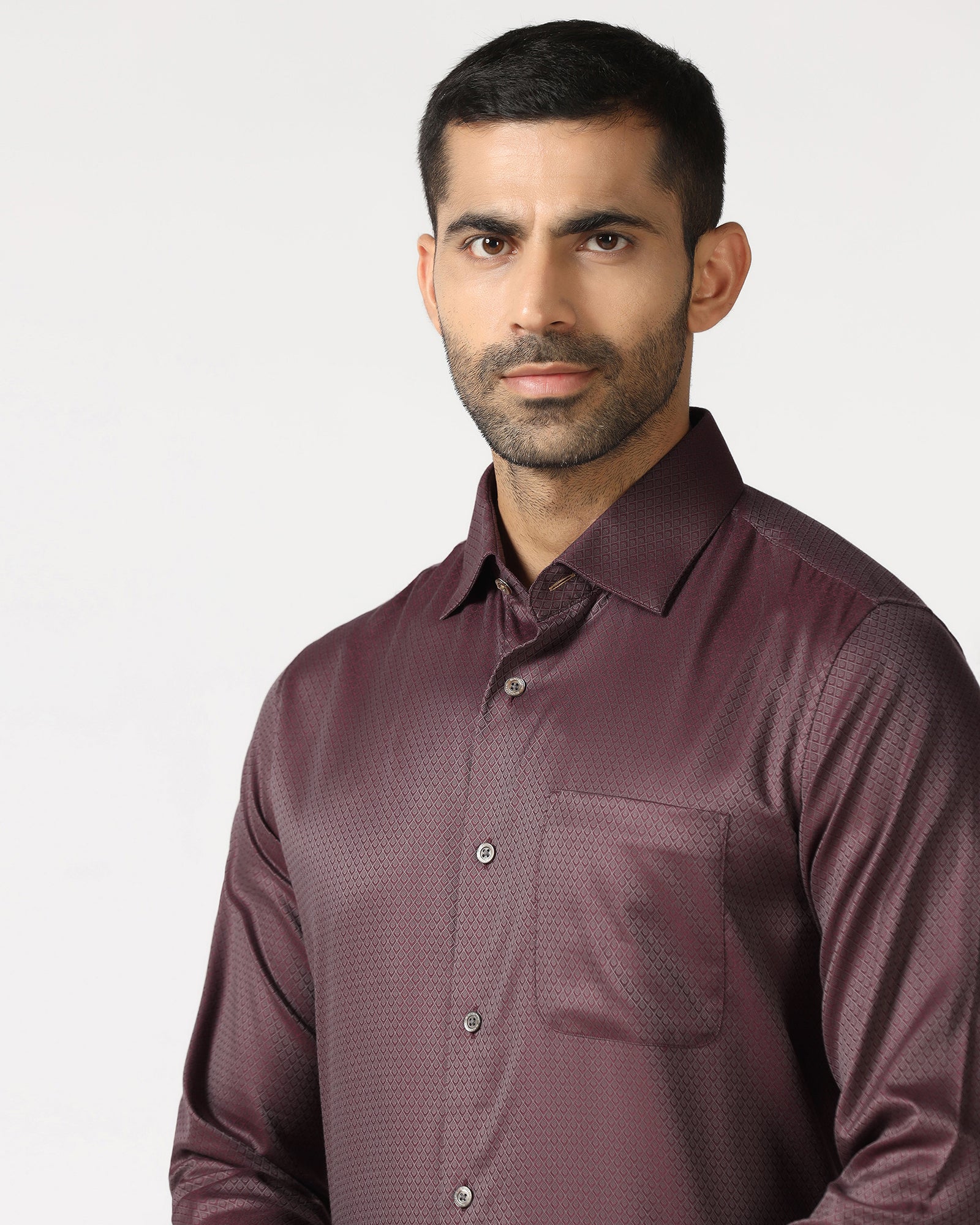 Wine Luxe Jacquard Shirt - Mirror
