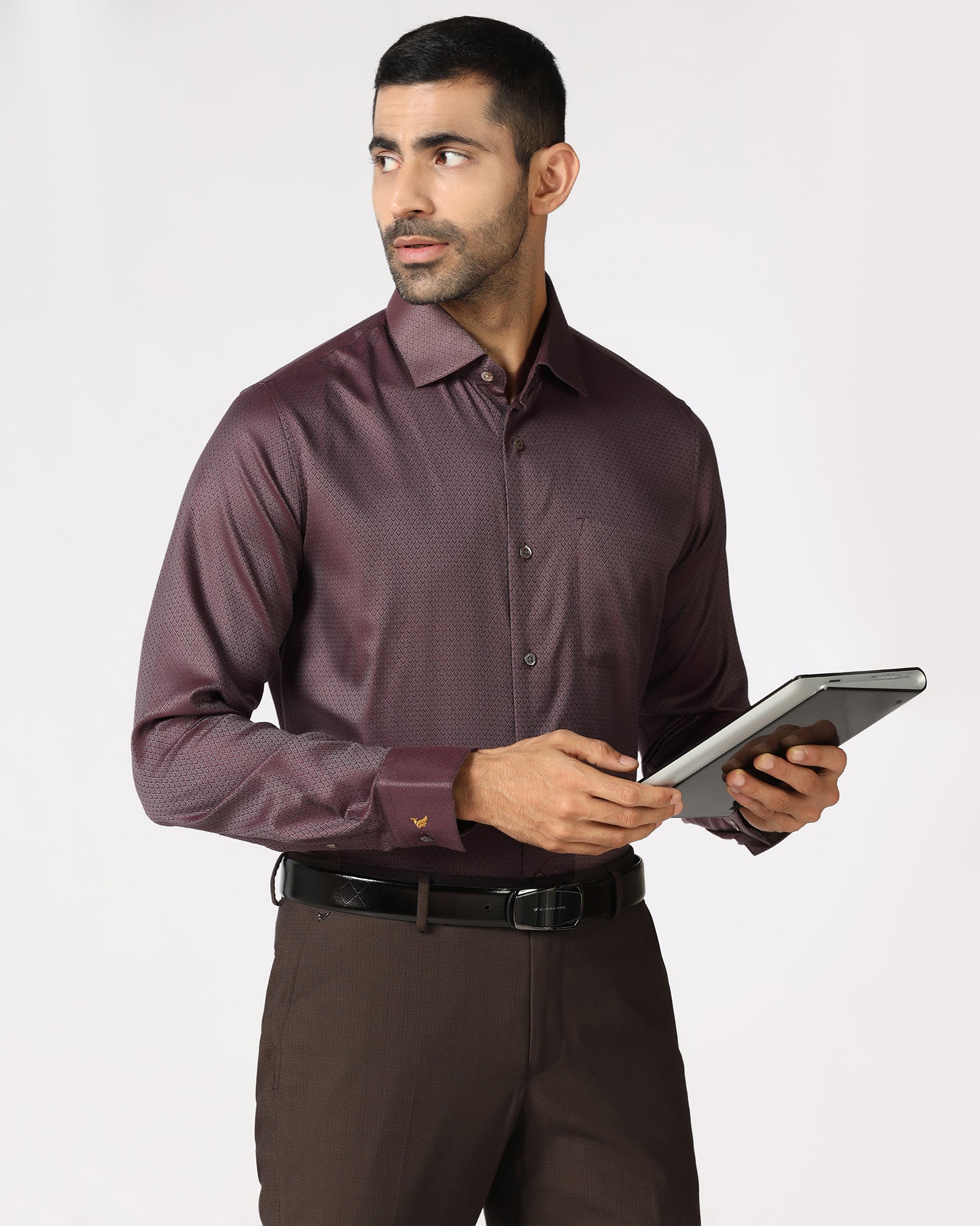 Wine Luxe Jacquard Shirt - Mirror