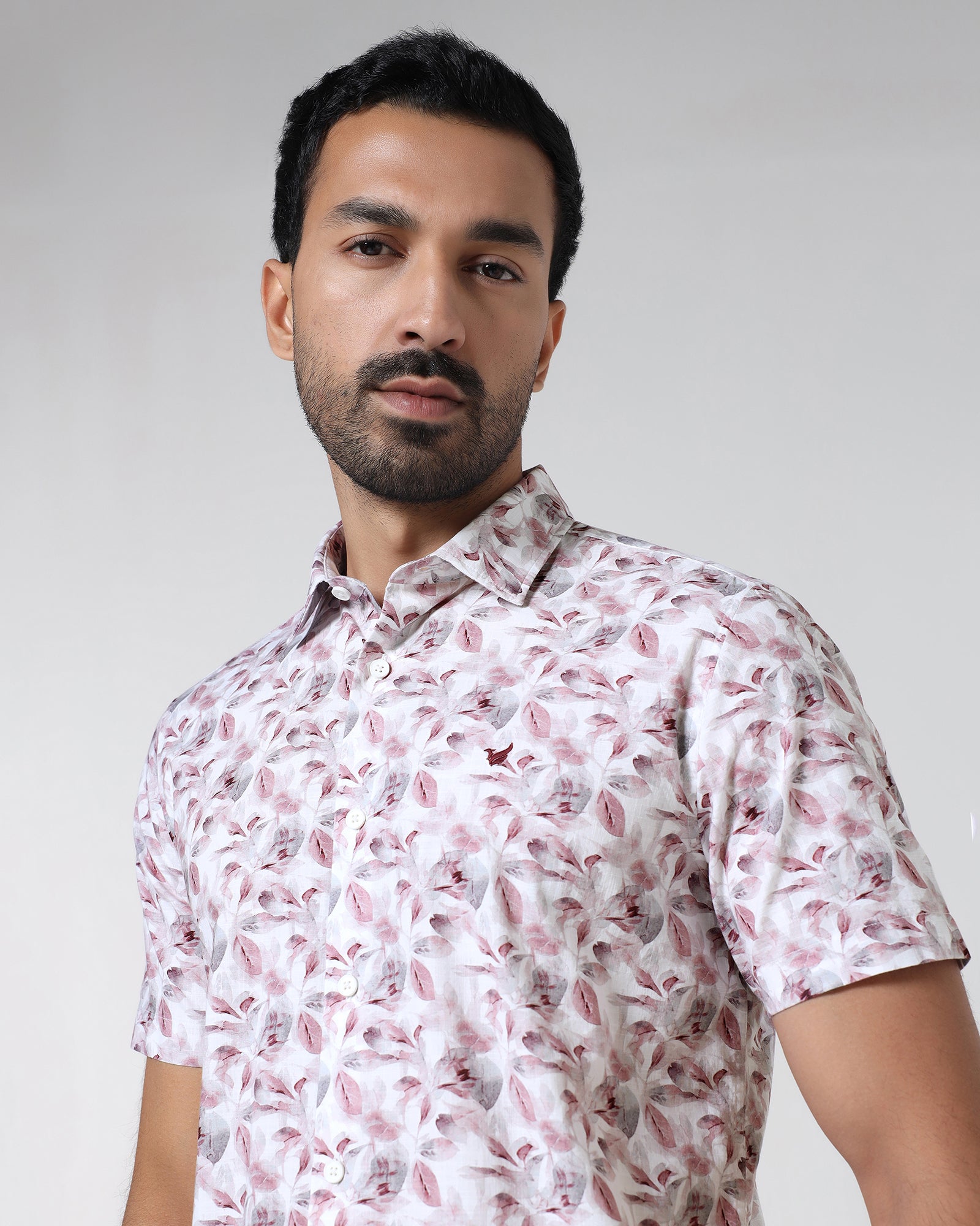 Wine Half Sleeve Printed Shirt - Enric