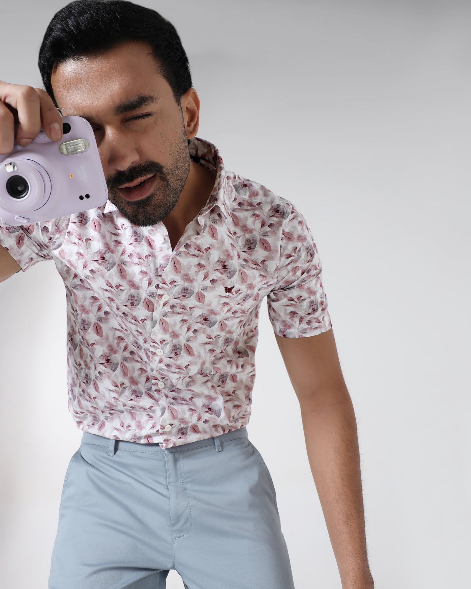 Wine Half Sleeve Printed Shirt - Enric