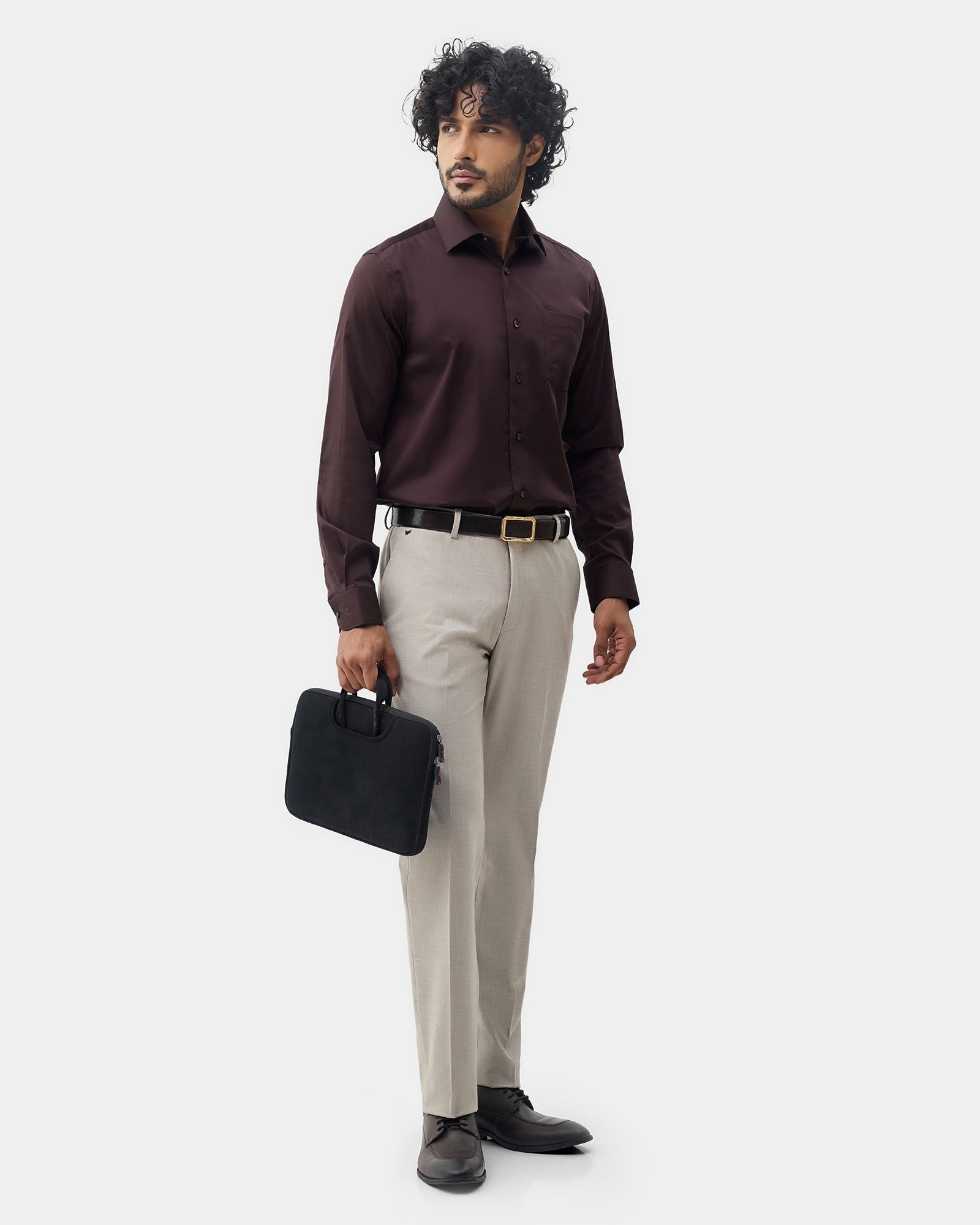 Wine Unwrinkle Solid Shirt - Sylvia