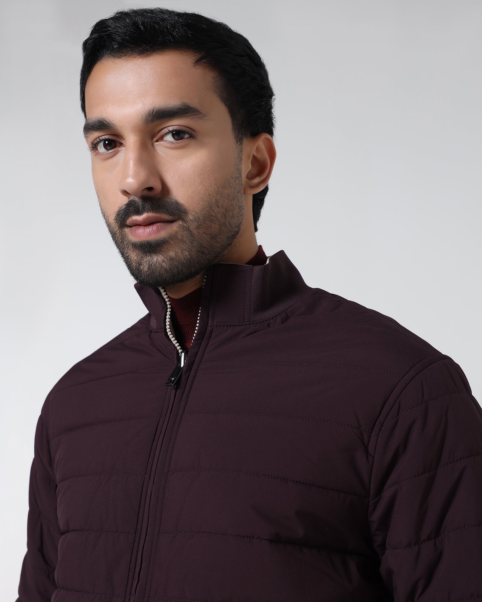 Wine Reversible Solid Zipper Jacket - Fietro