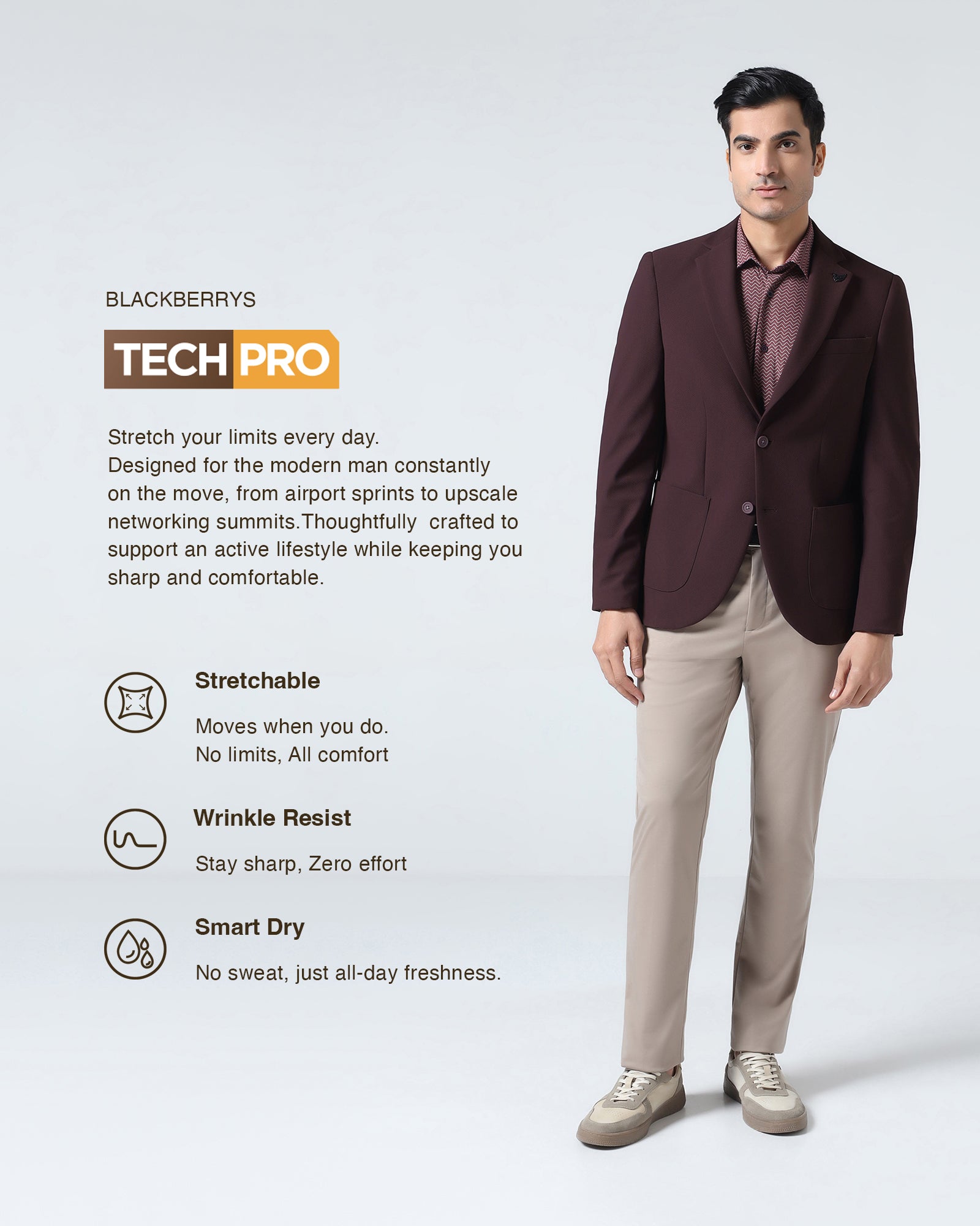 Wine TechPro Textured Blazer - Rodrygo