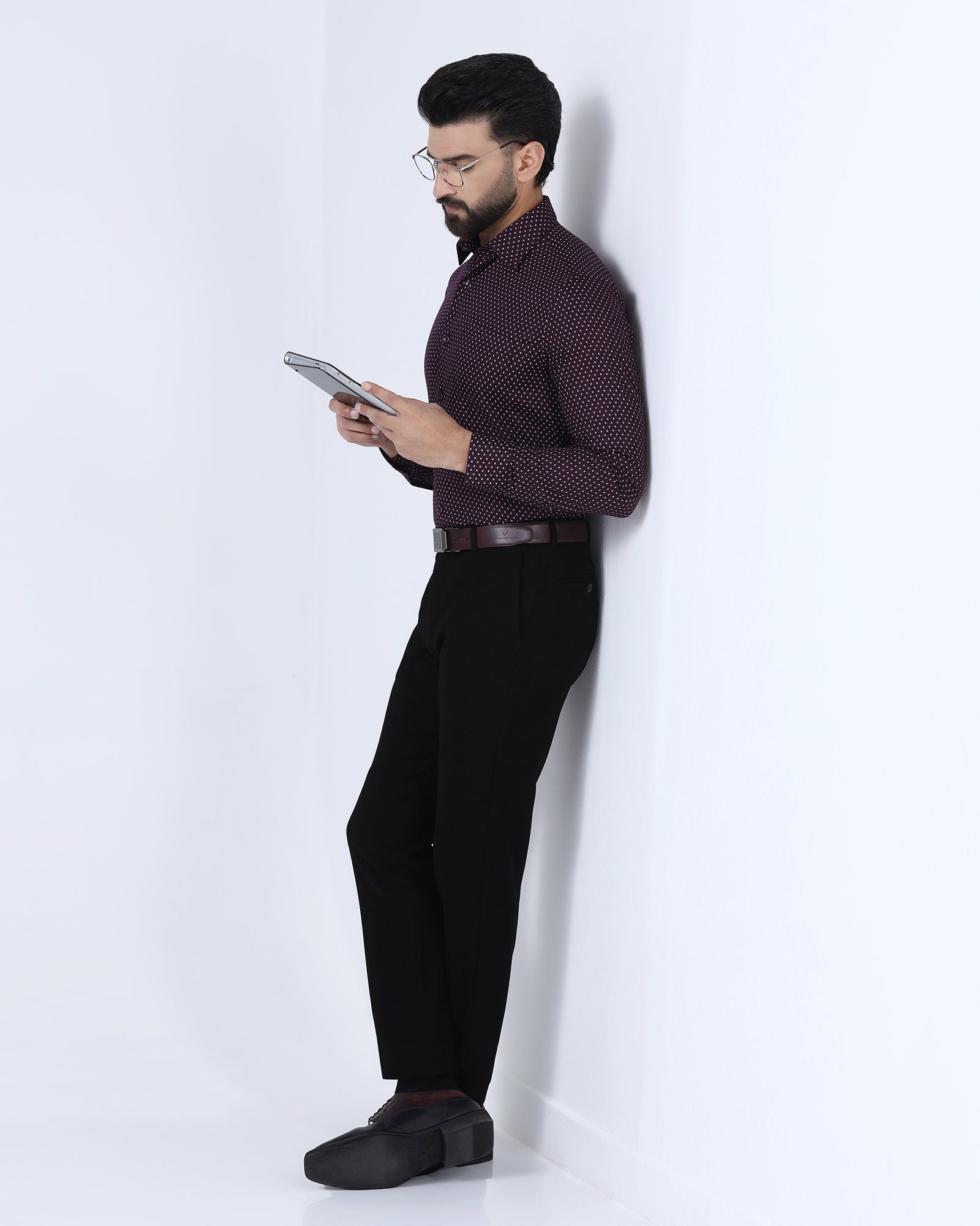 Wine Textured Shirt - Melan