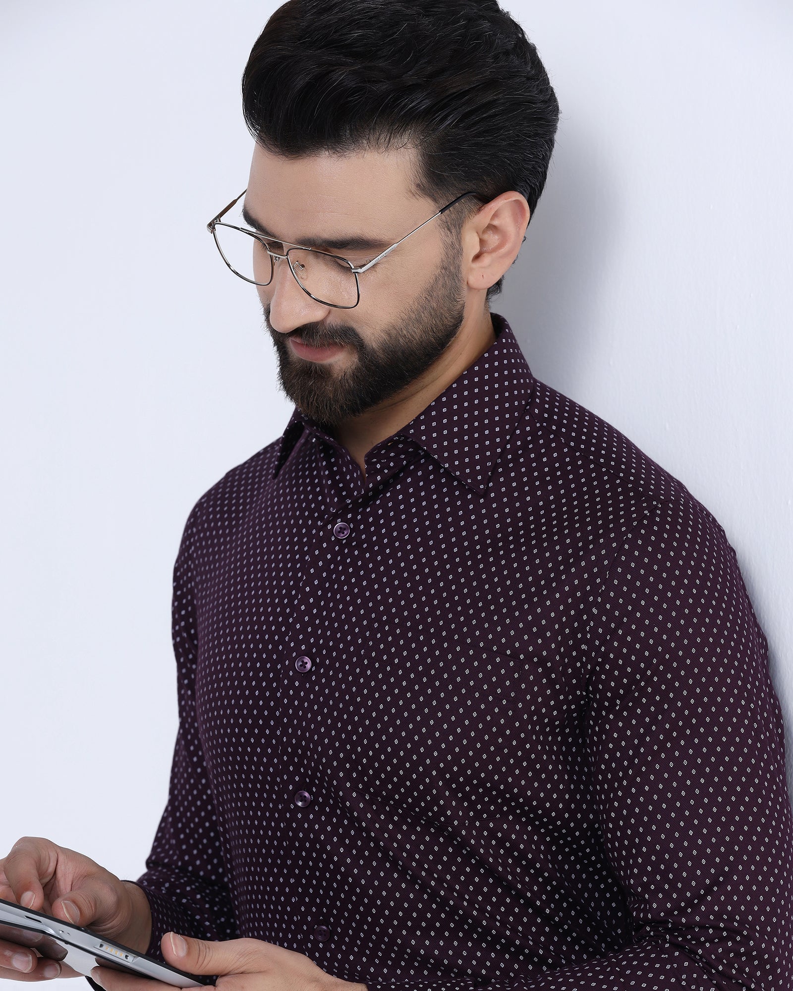 Wine Textured Shirt - Melan