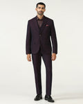 Wine Three Piece Textured Suit - Jiver