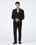 Wine Three Piece Textured Suit - Terrazo