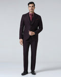 Wine Three Piece Textured Suit - Zeny