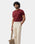 Winery Red Crew Neck Textured T-Shirt - Yamazaki