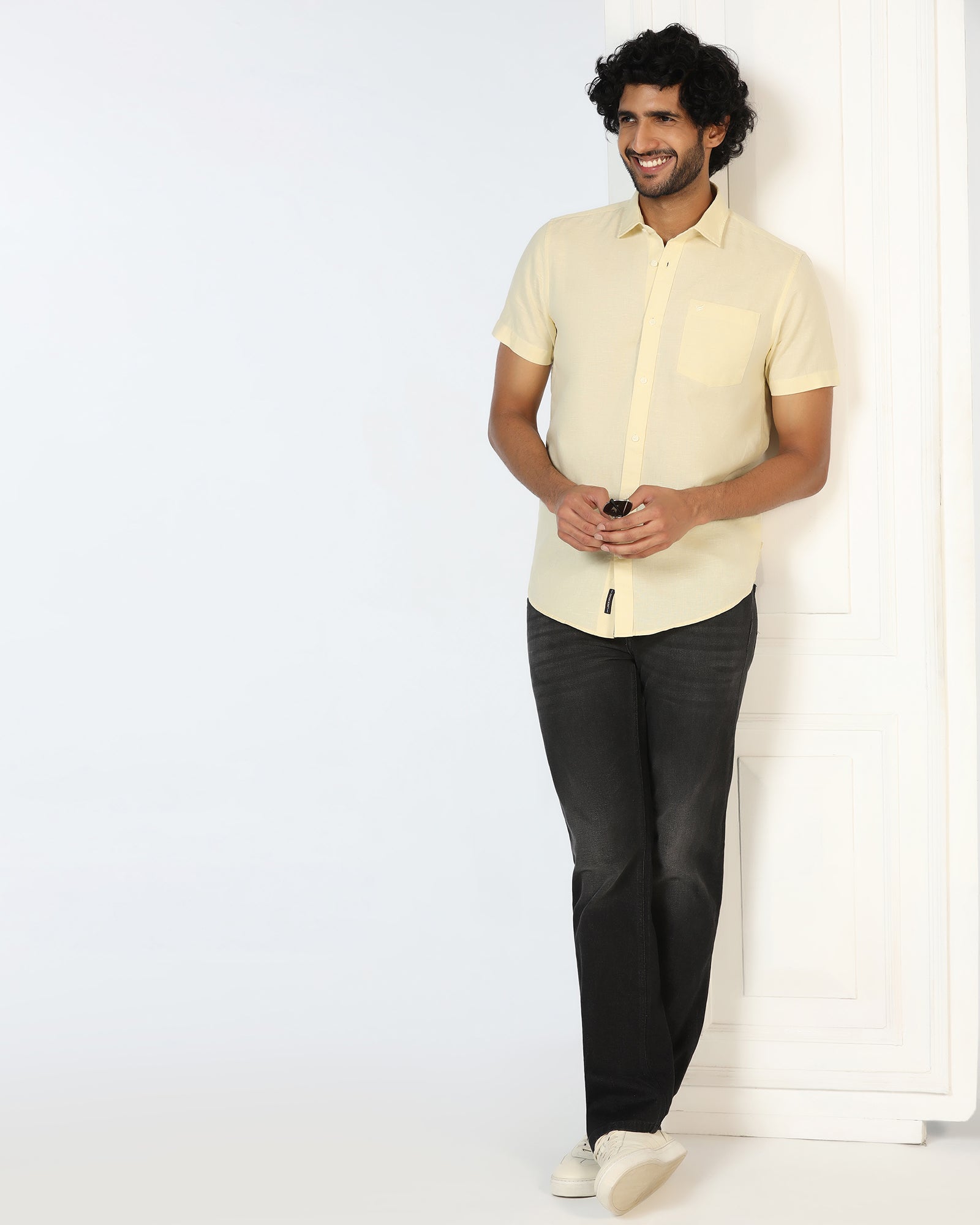 Yellow Half Sleeve Solid Shirt - Axar