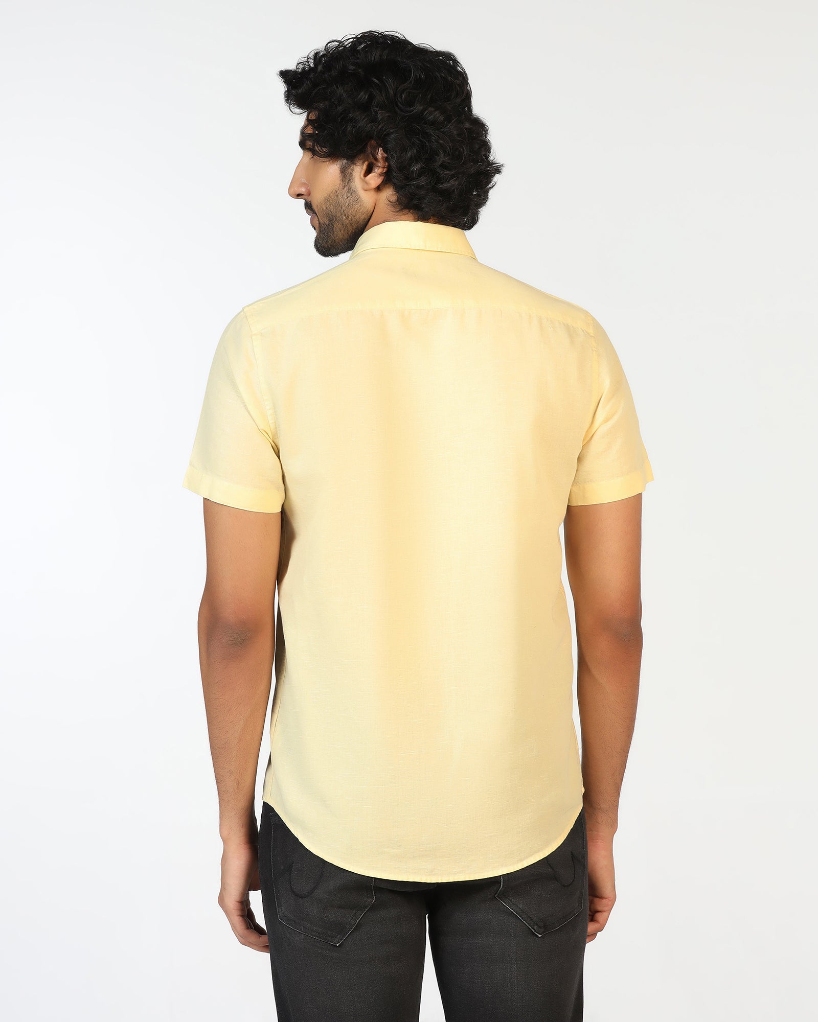 Yellow Half Sleeve Solid Shirt - Axar