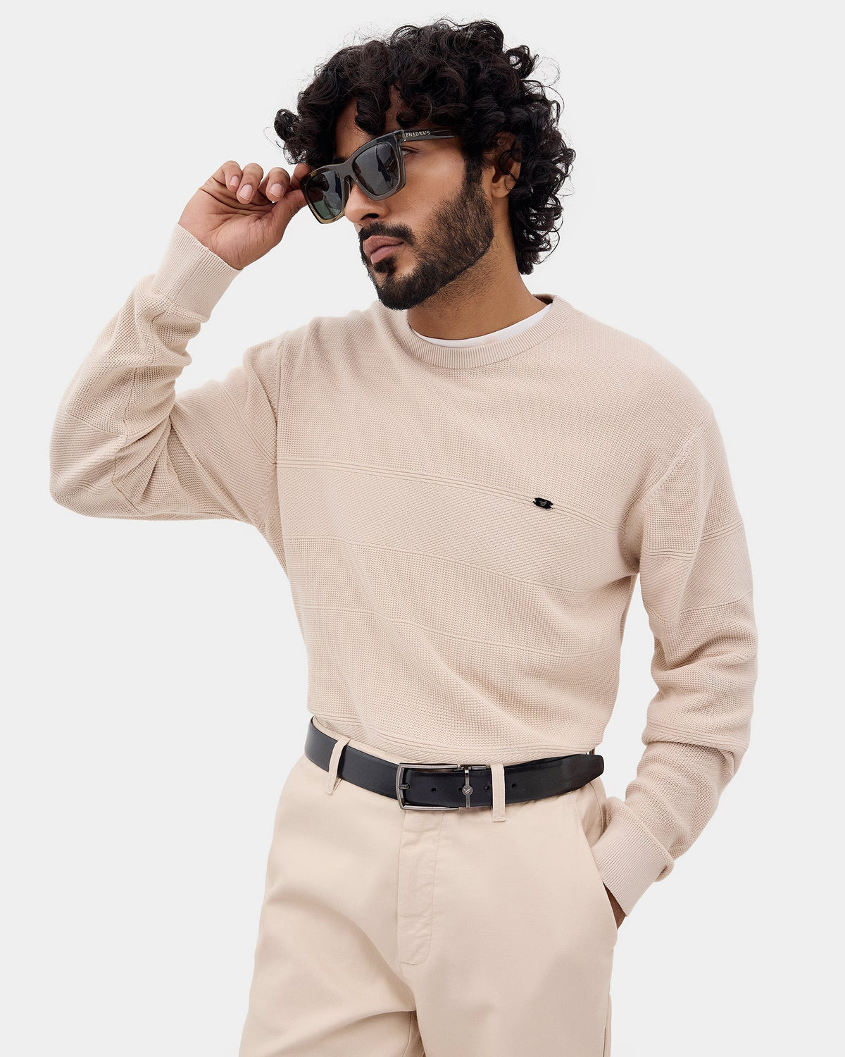 Almond Beige Textured Sweater - Drool