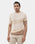 Almond Beige Crew Neck Textured T-Shirt - Tecky