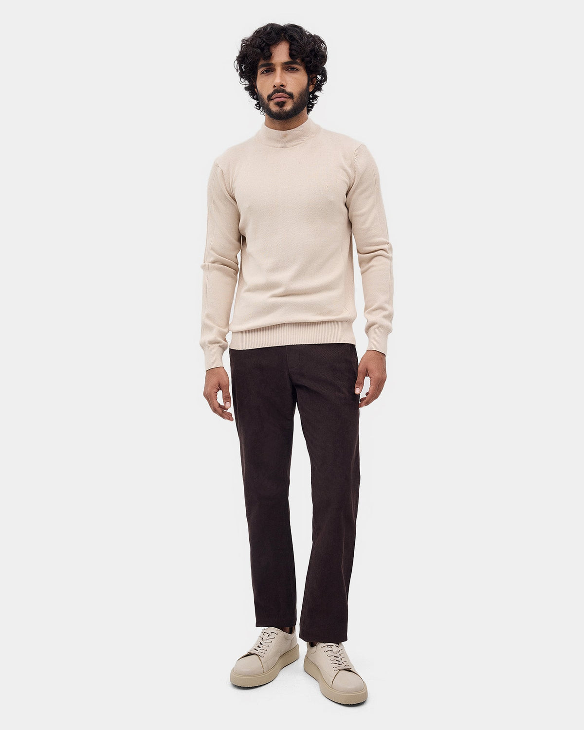 Almond Beige Solid Sweater - Poppy
