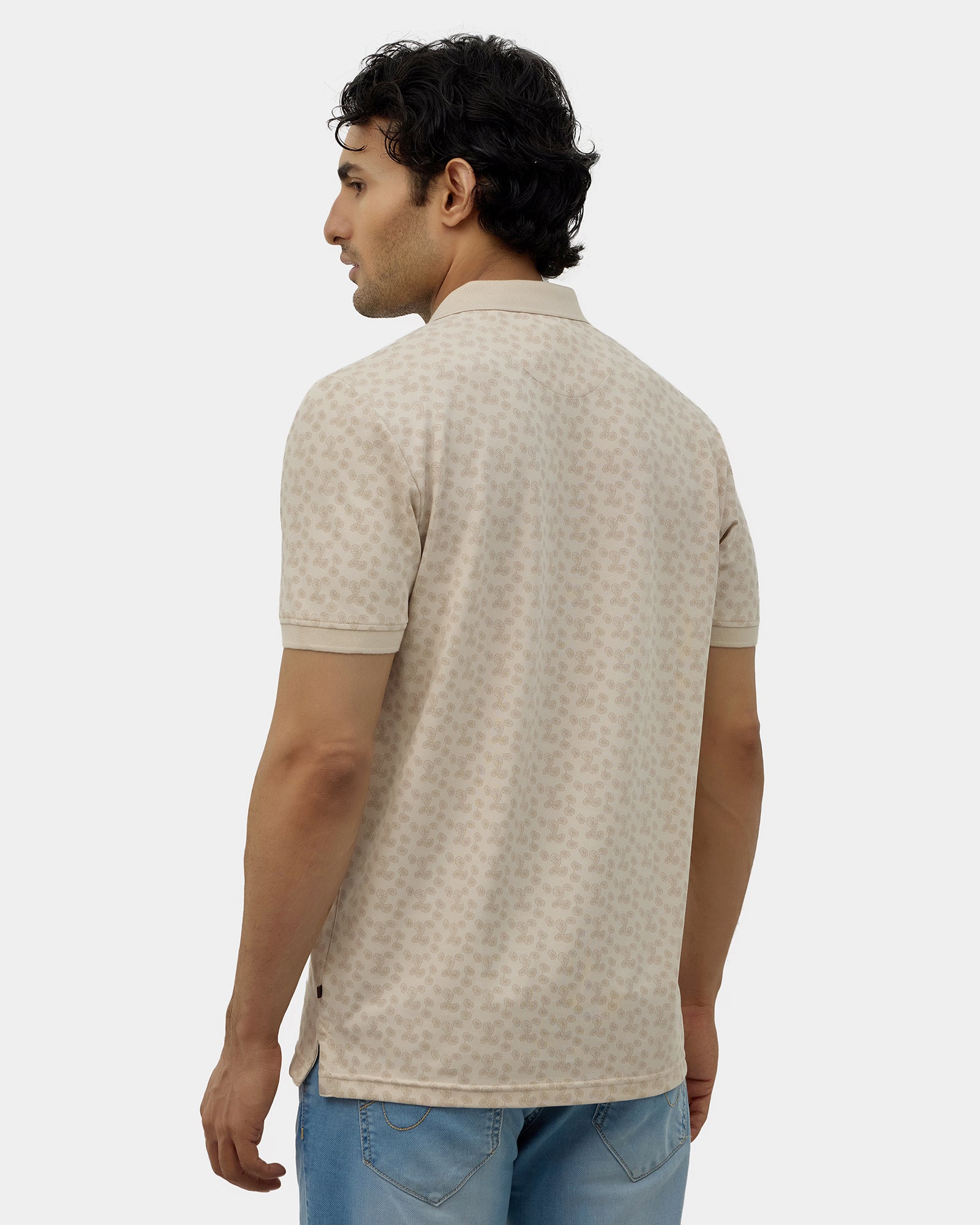 Almond Beige Printed Polo - Jung
