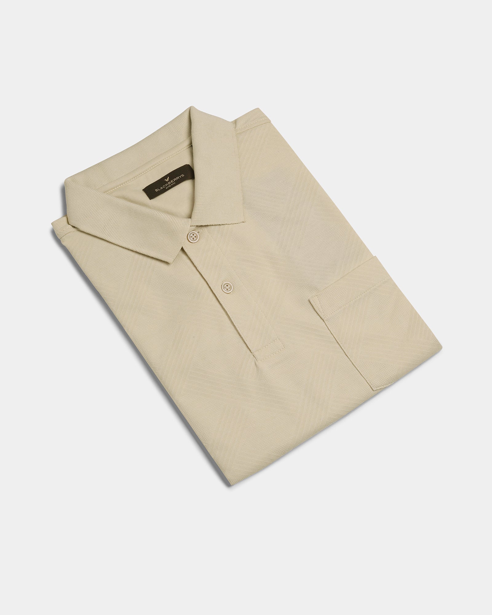 Almond Beige Textured Polo - Lina