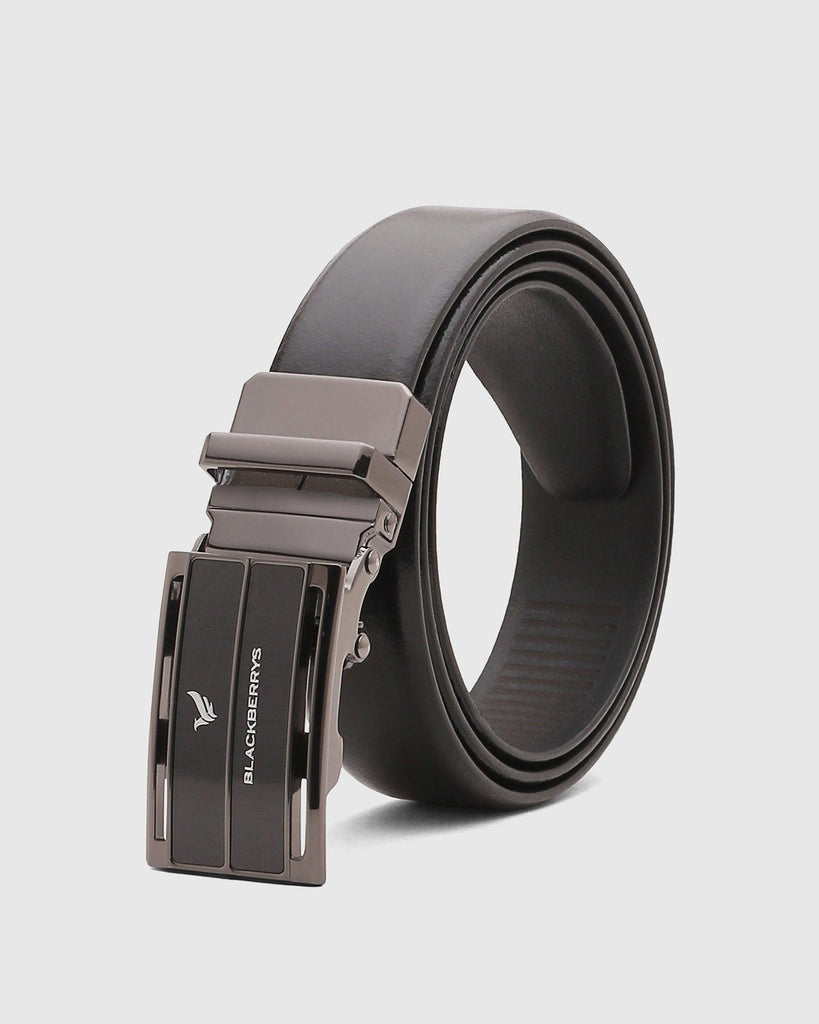 Leather Black Solid Belt - Stephan