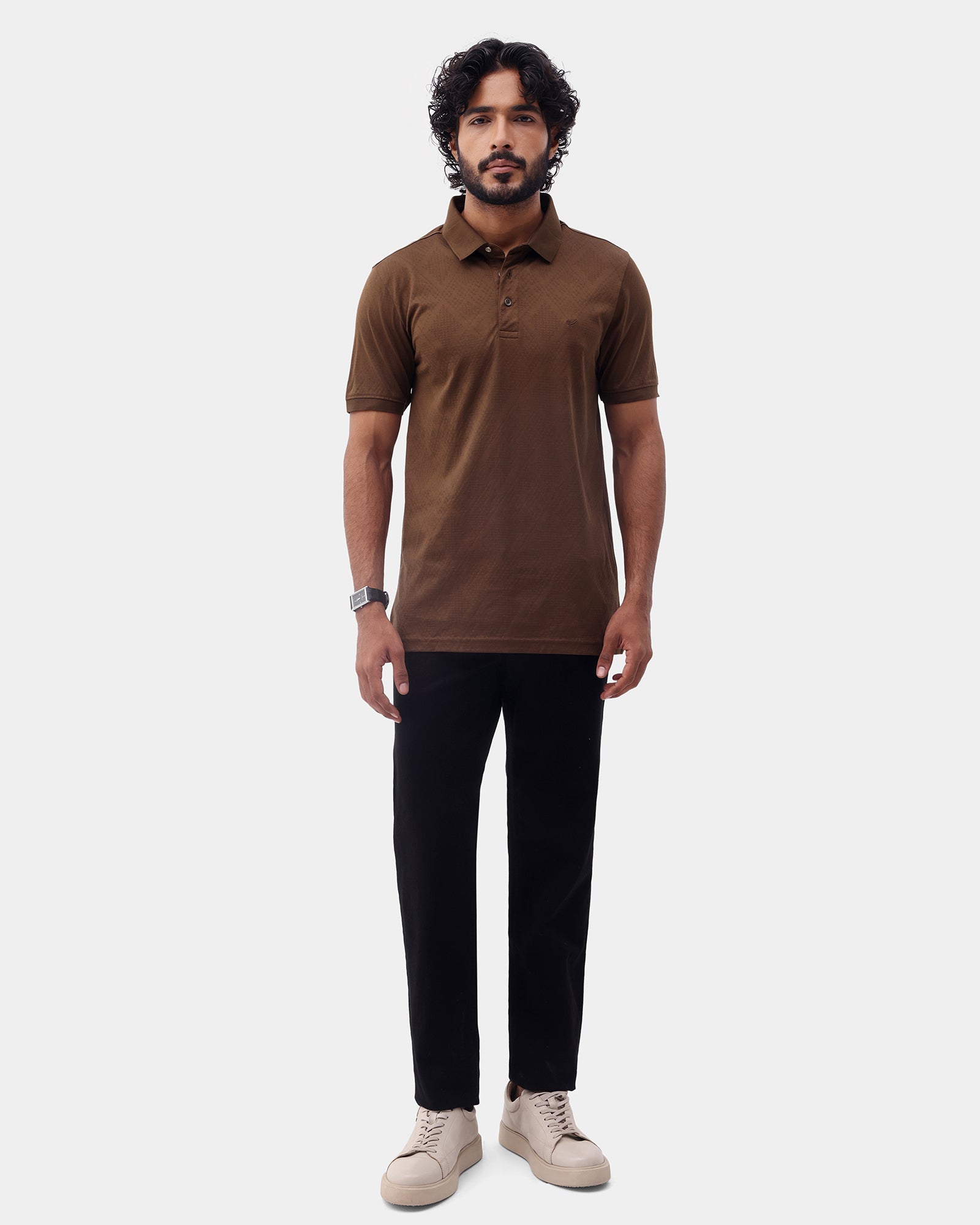 Bear Brown Textured Polo - Min Jun