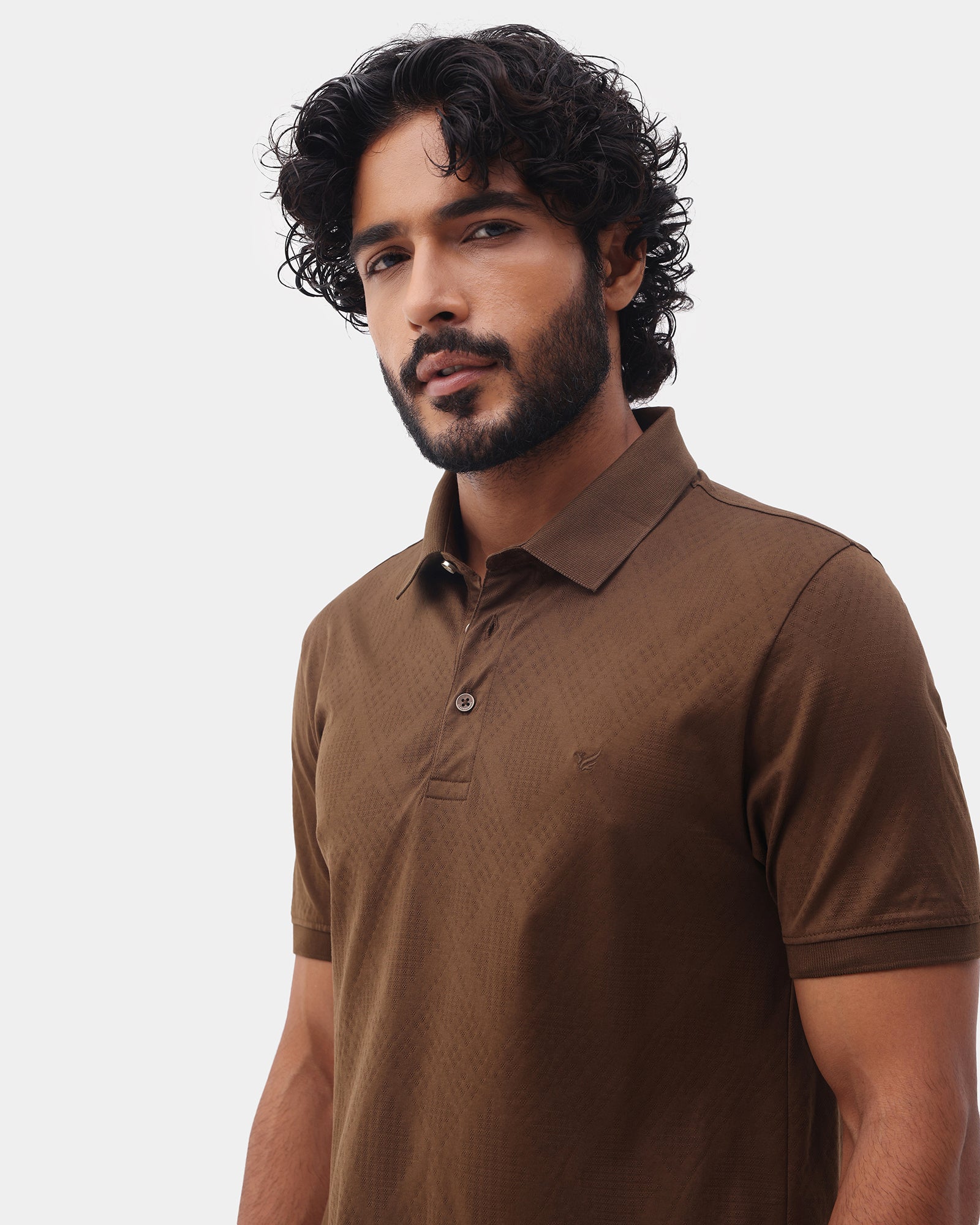 Bear Brown Textured Polo - Min Jun