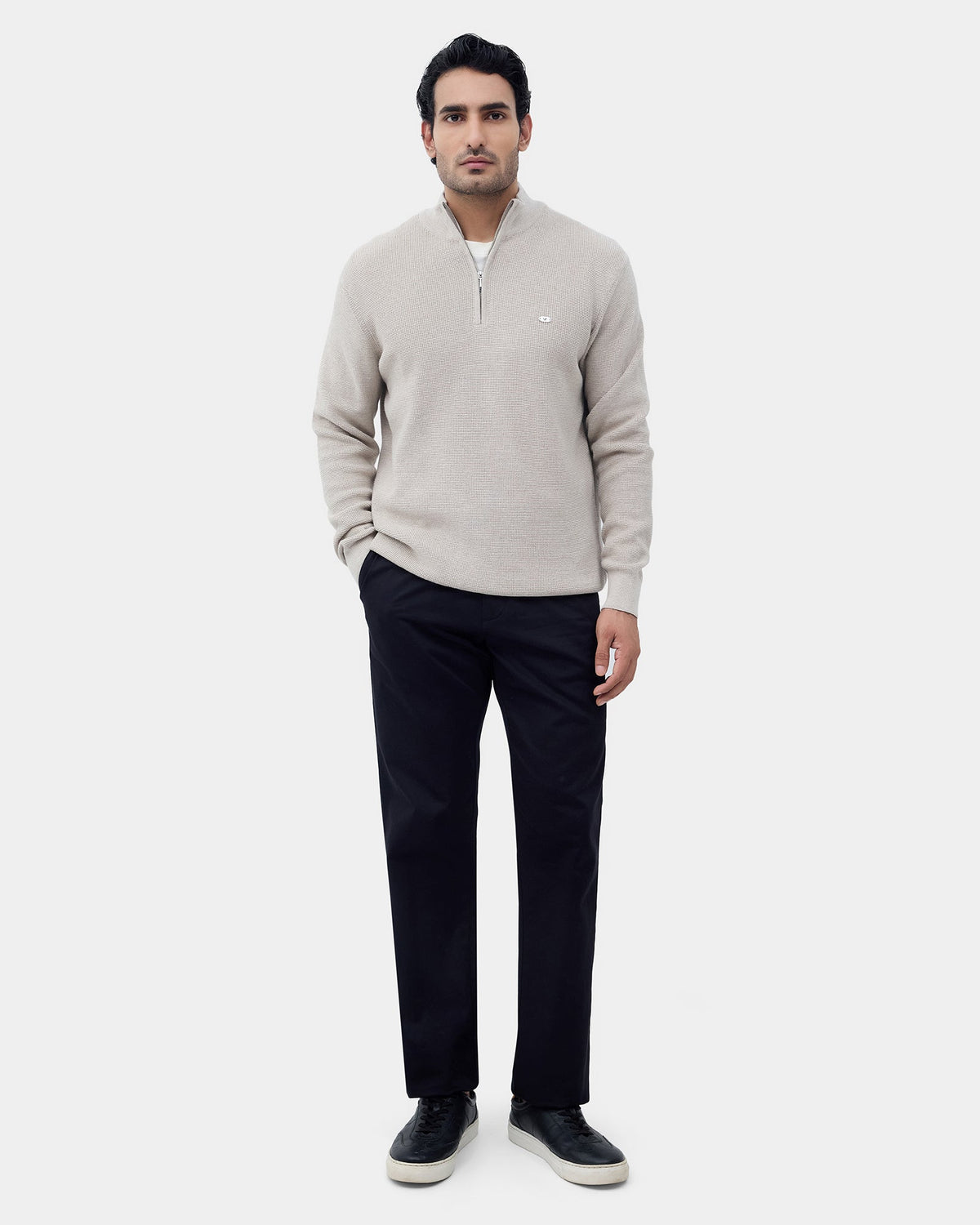 Beige Stripe Sweater - Olive