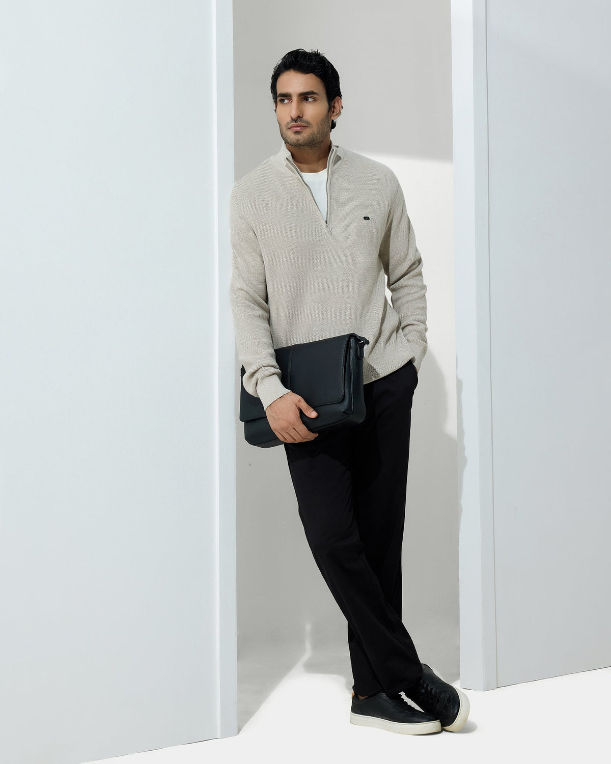 Beige Stripe Sweater - Olive