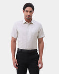 Beige Half Sleeve Linen Textured Shirt - Karter