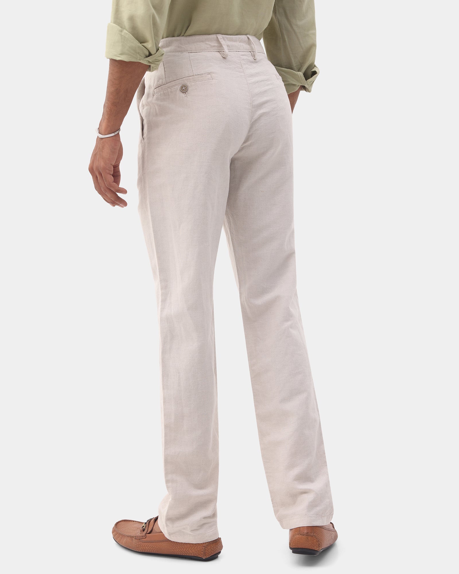 Must Haves Beige Solid Khakis - Kinsley