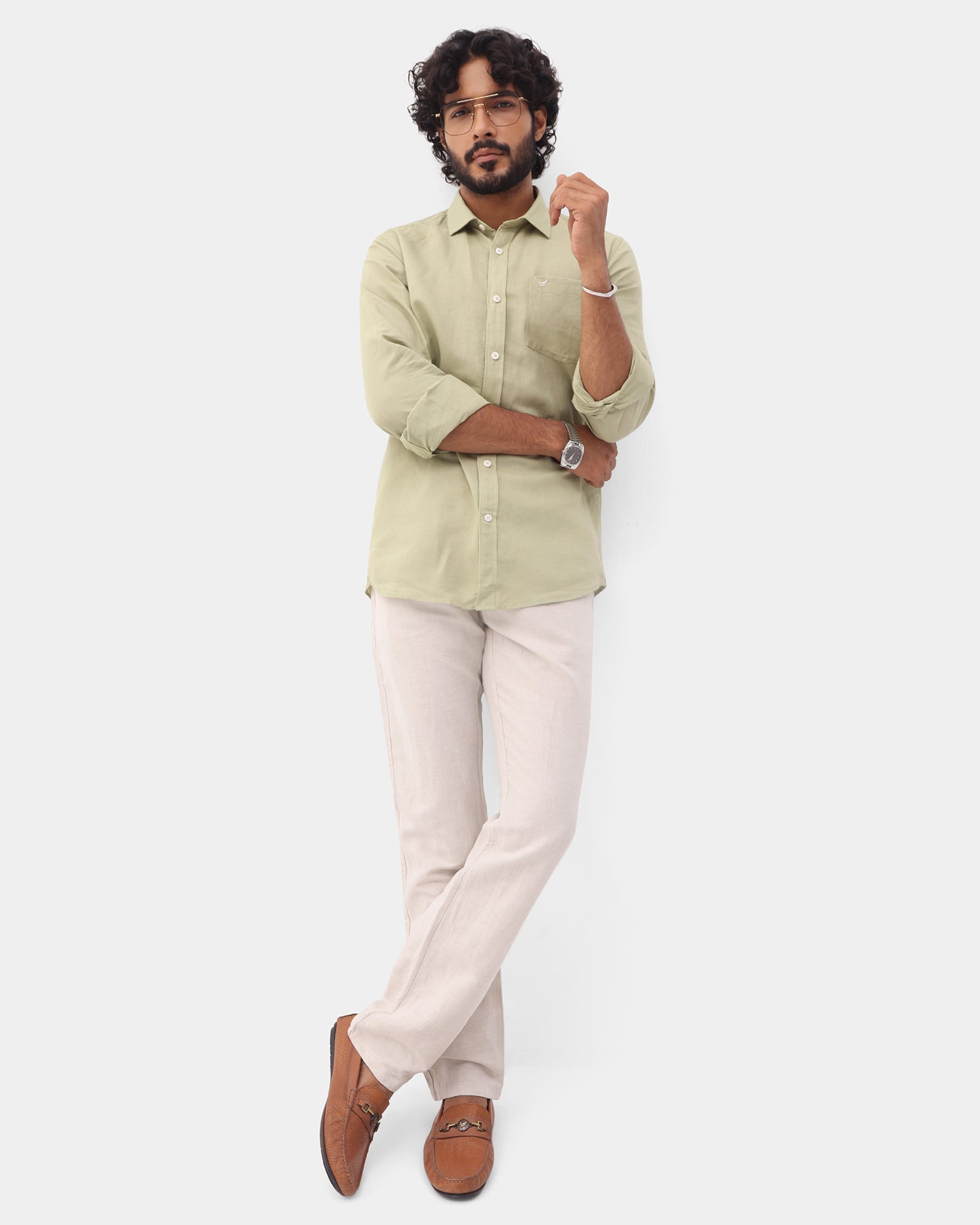 Must Haves Beige Solid Khakis - Kinsley
