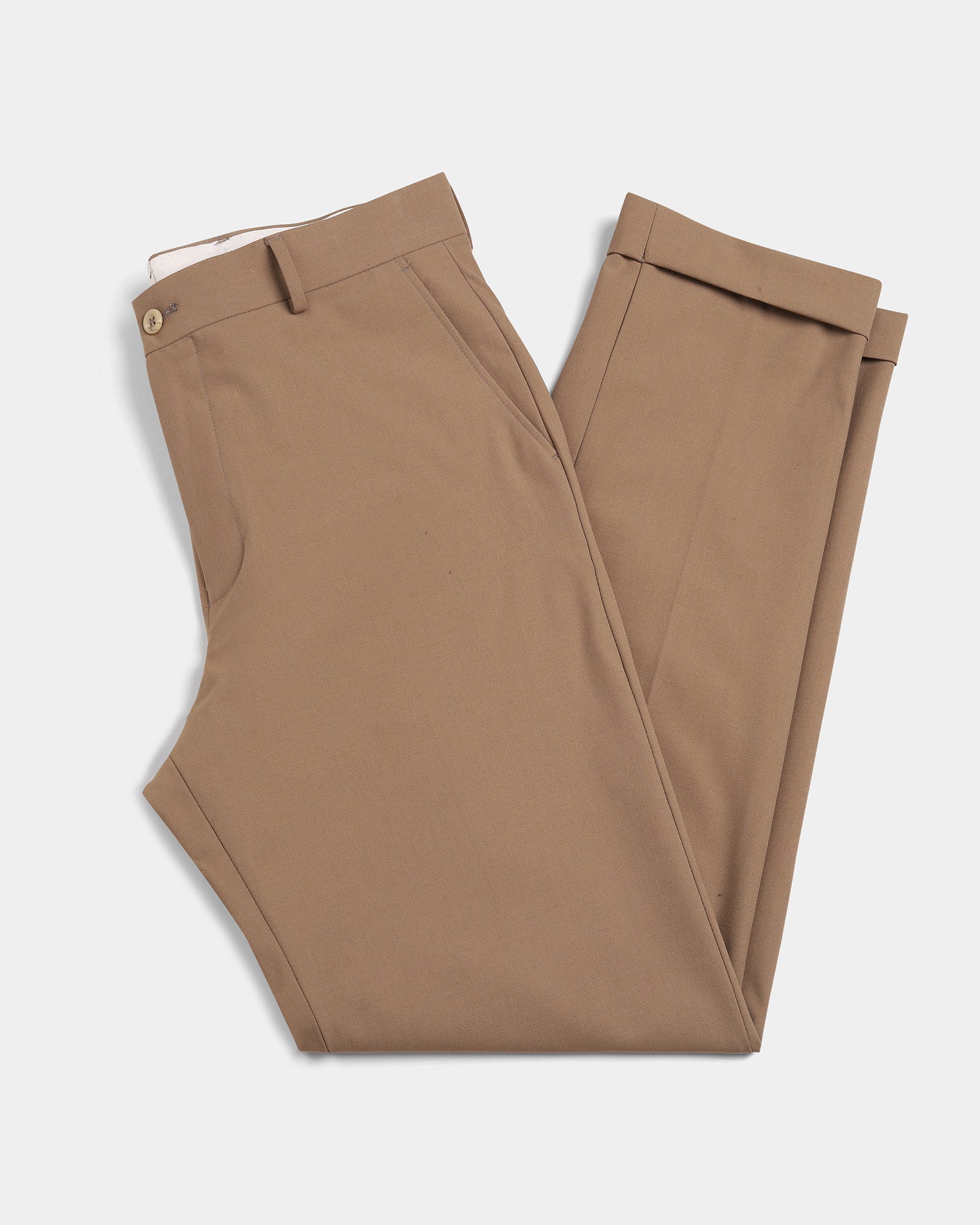 Beige Solid Trouser - Todd