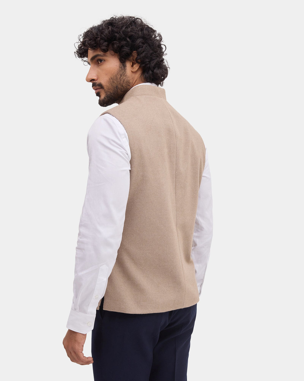 Beige Solid Waistcoat - Ruson