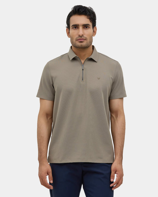 Beige TechPro Solid Polo - Hanu