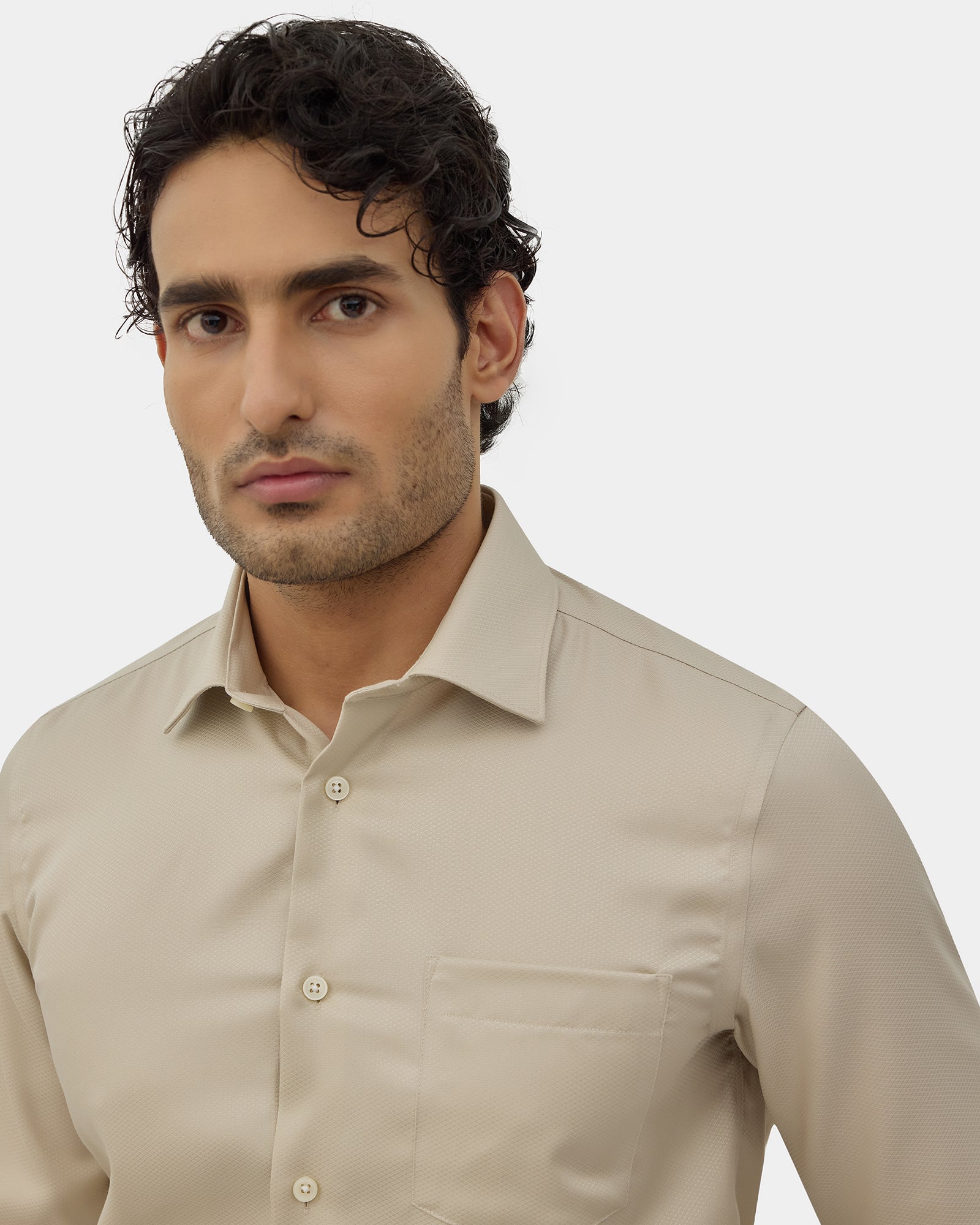 Beige Unwrinkle Textured Shirt - P31
