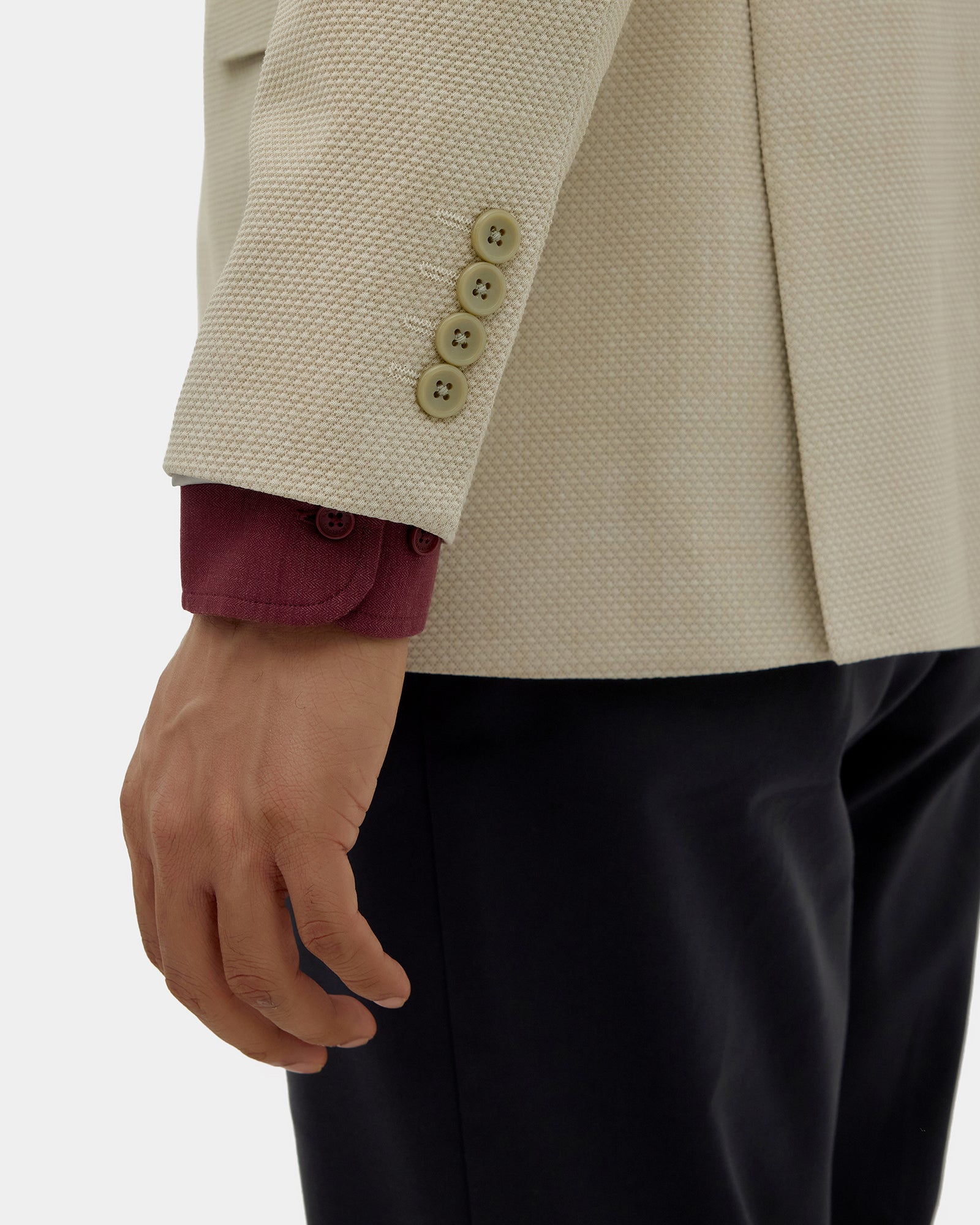 Beige Textured Blazer - Lucan
