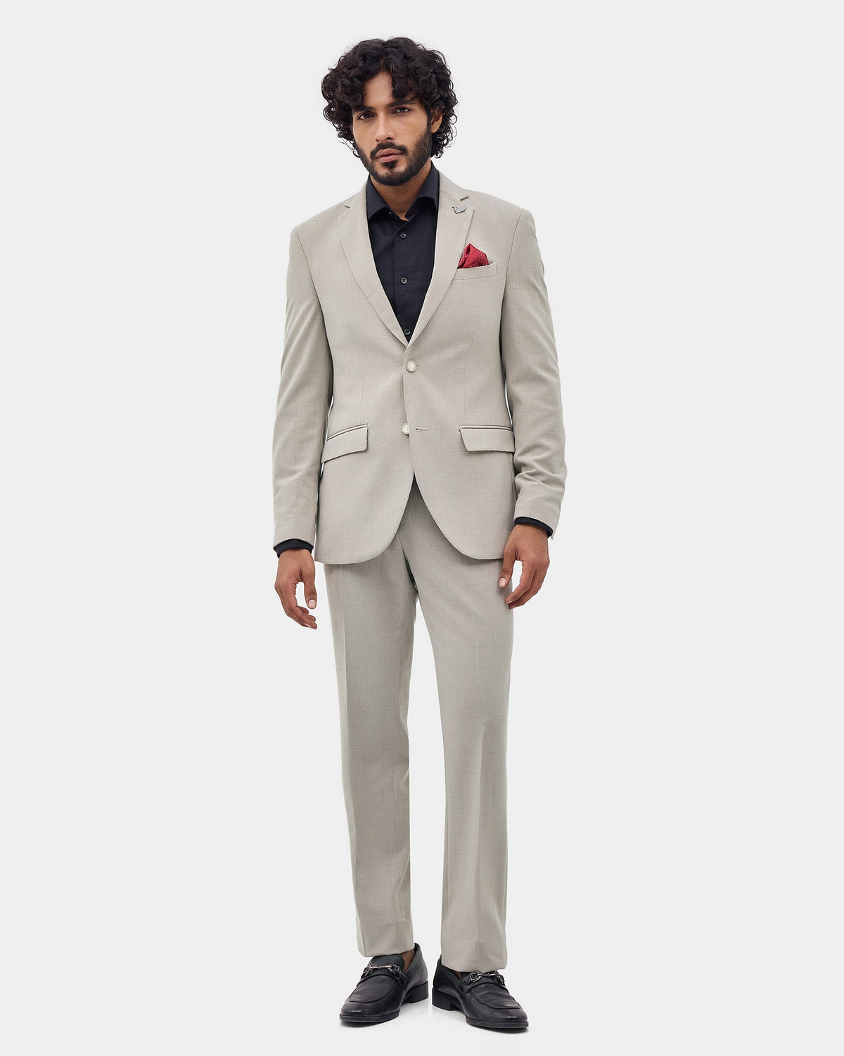 Beige Two Piece Check Suit - Zexter