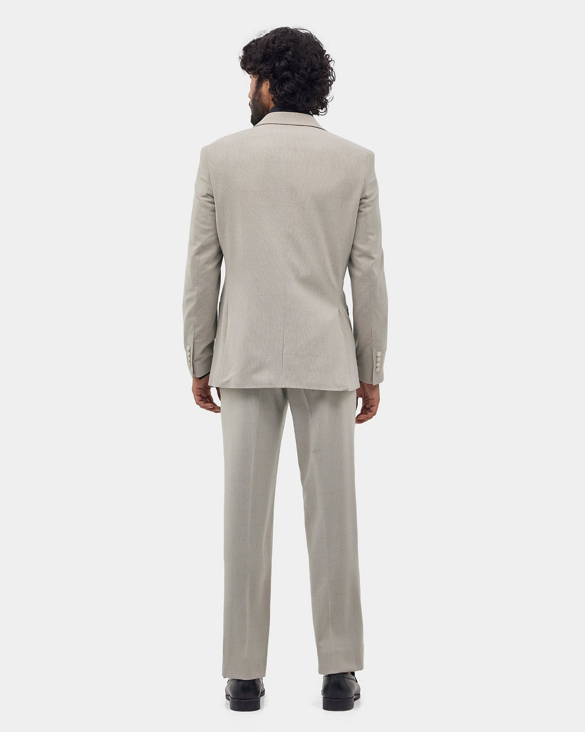 Beige Two Piece Check Suit - Zexter