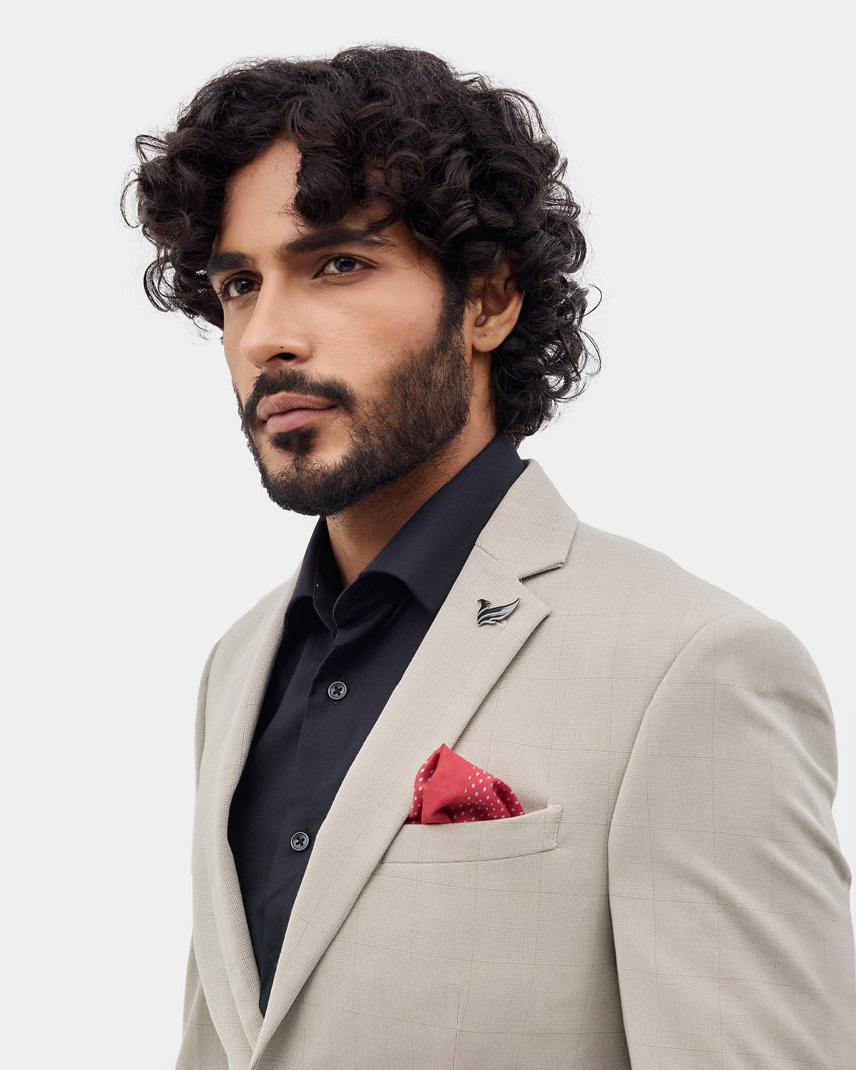 Beige Two Piece Check Suit - Zexter