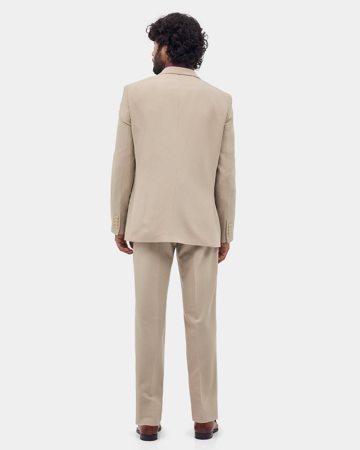 Beige Two Piece Textured Suit - Langston