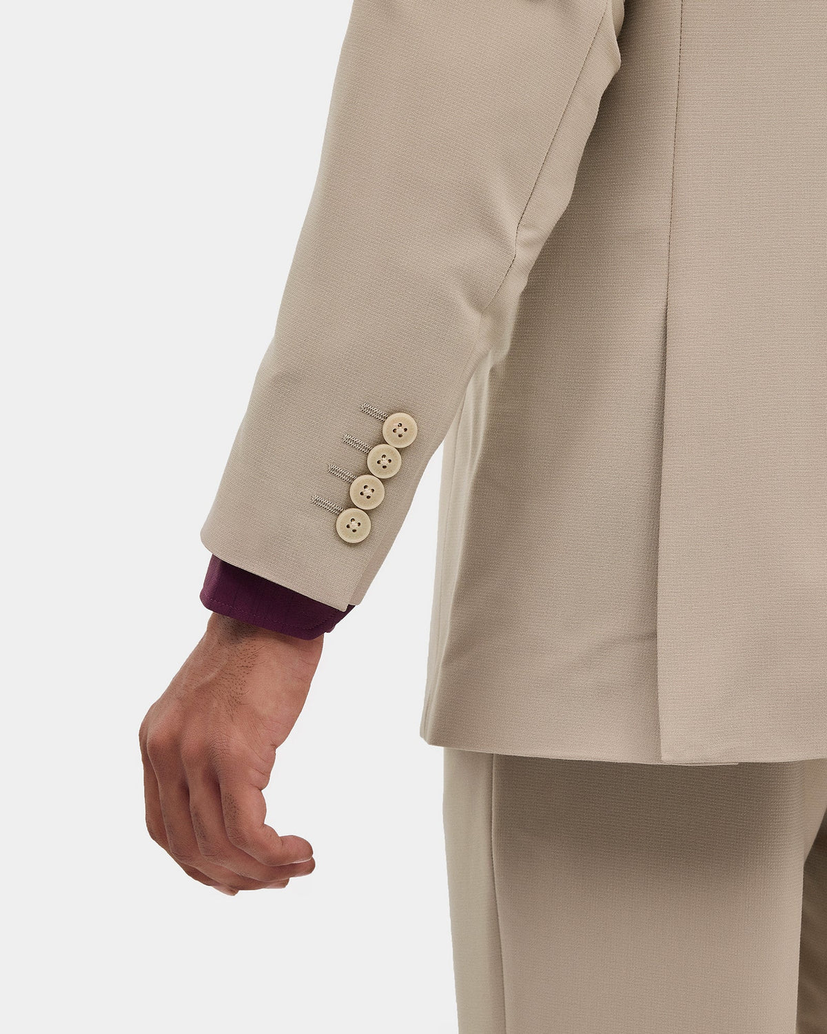 Beige Two Piece Textured Suit - Langston