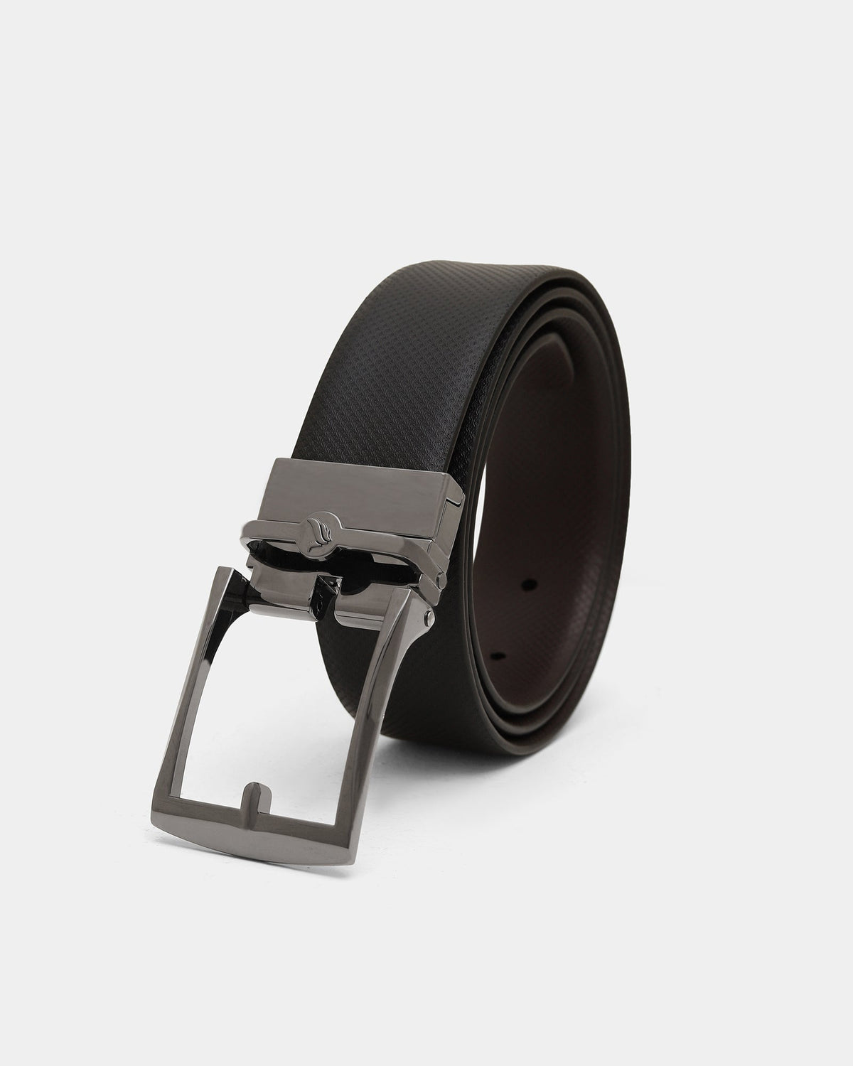 Black & Brown Reversible Textured Leather Belt - Dallas