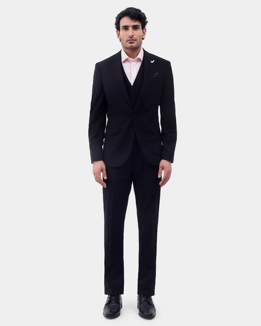 Black Three Piece Check Suit - Rebel