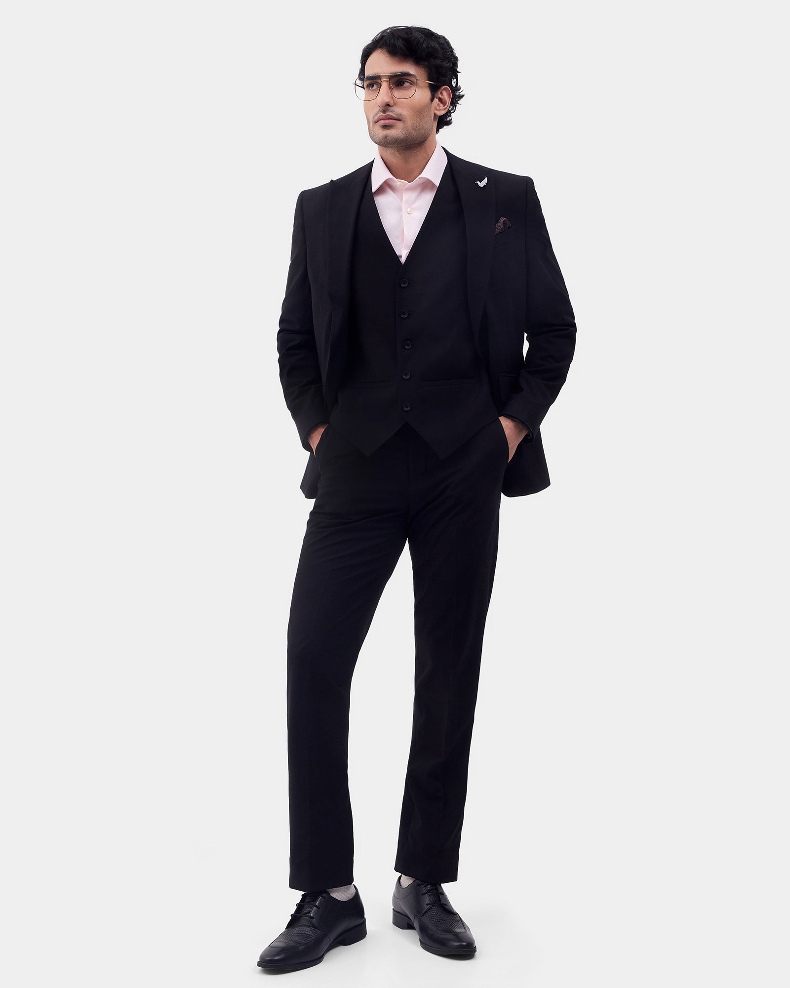 Black Three Piece Check Suit - Rebel