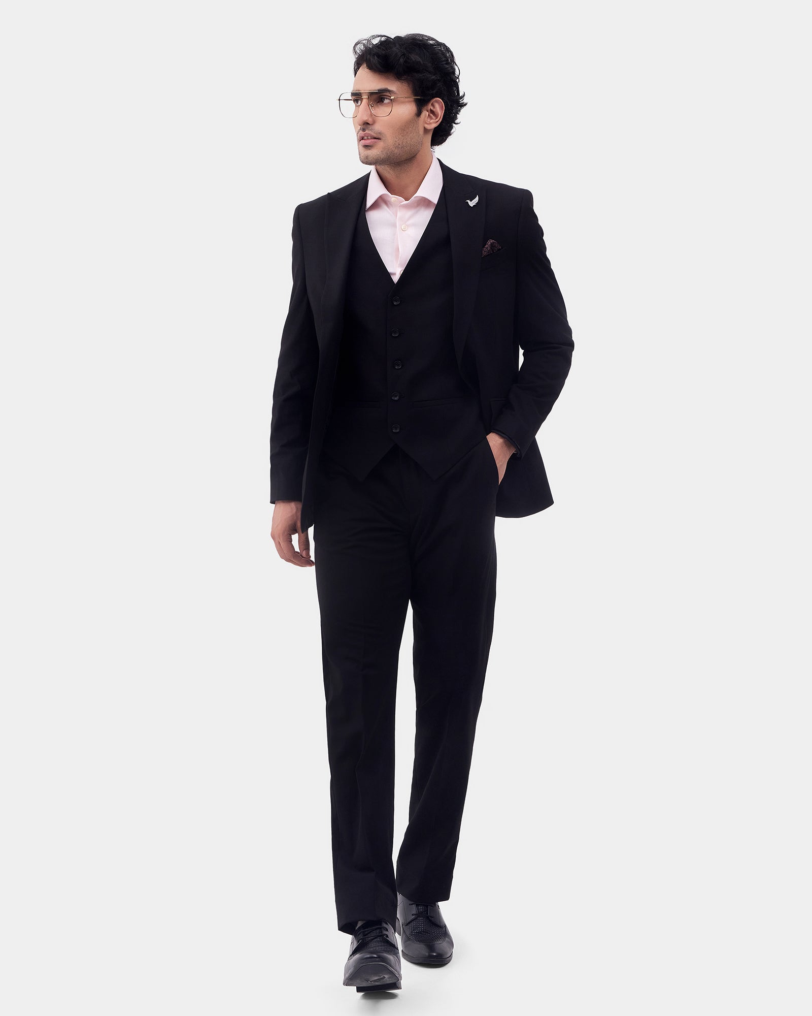 Black Three Piece Check Suit - Rebel