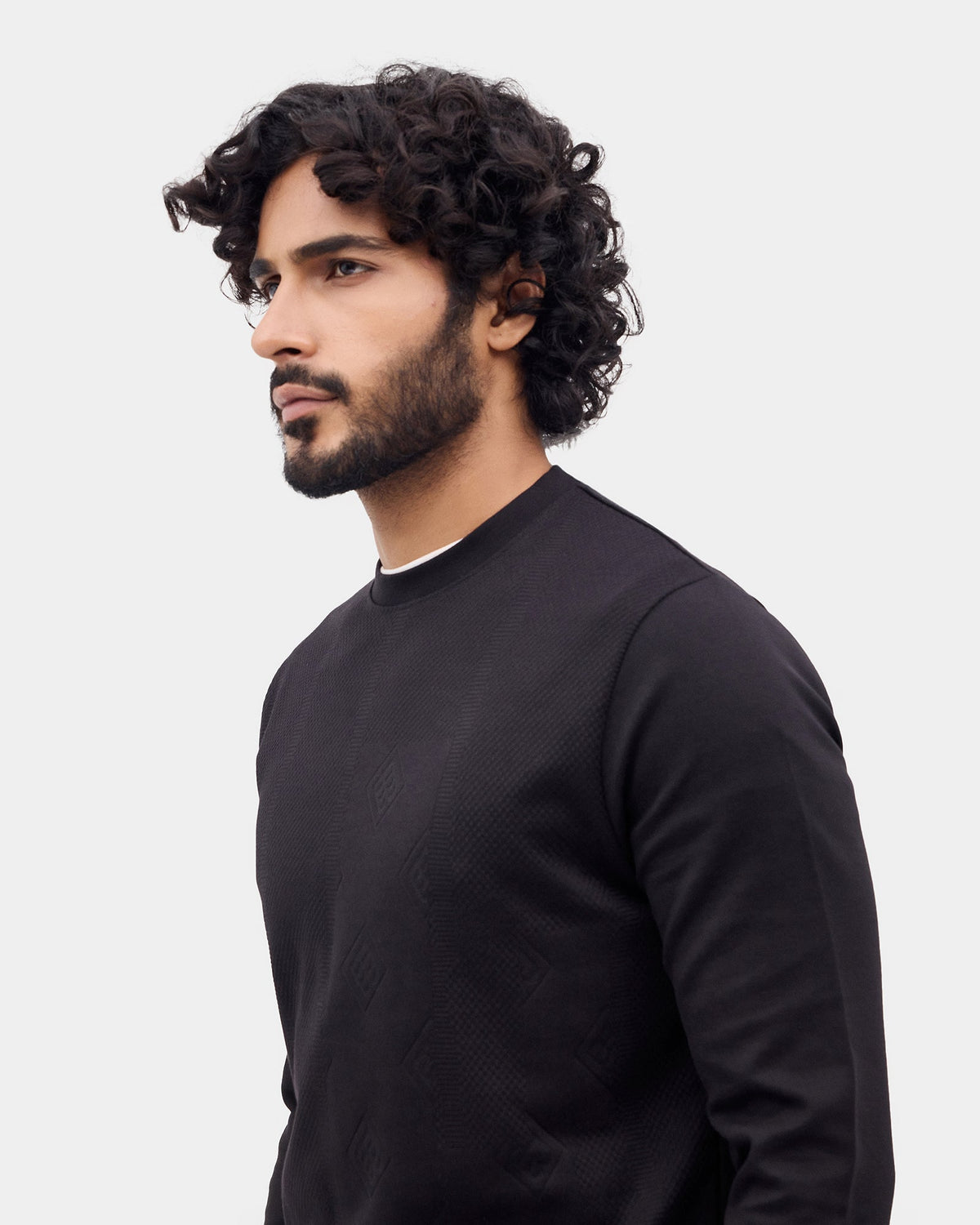 Black Textured Sweatshirt - Shopy
