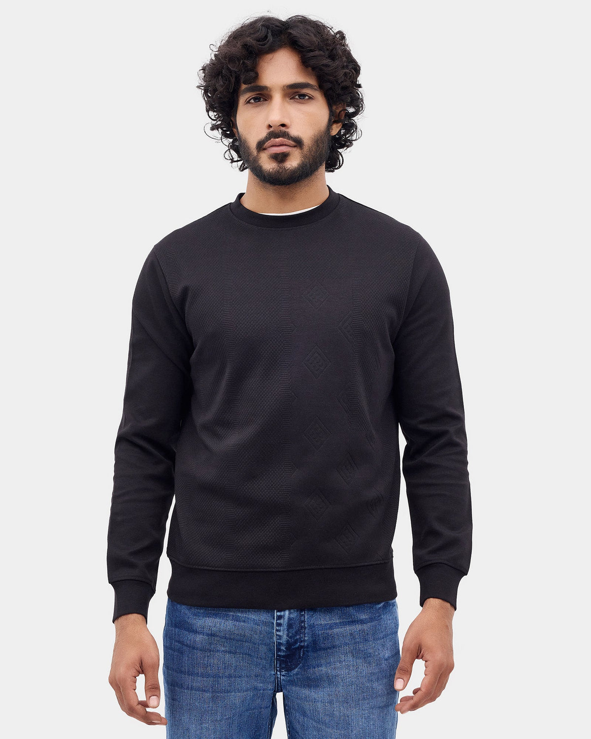 Black Textured Sweatshirt - Shopy